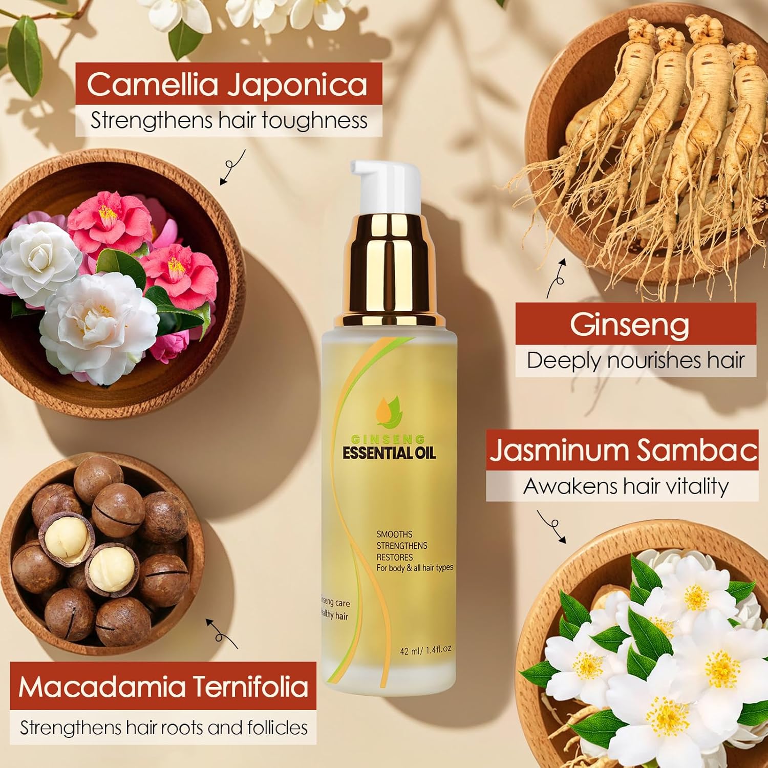 Hair Oil for Frizzy Hair, Hydrating Serum for Damaged Hair, Anti-Frizz & Heat Protectant Oil for Split Ends Repair, Leave-In Conditioner for Dry Hair, Lightweight Aceite para el Cabello - Image 6