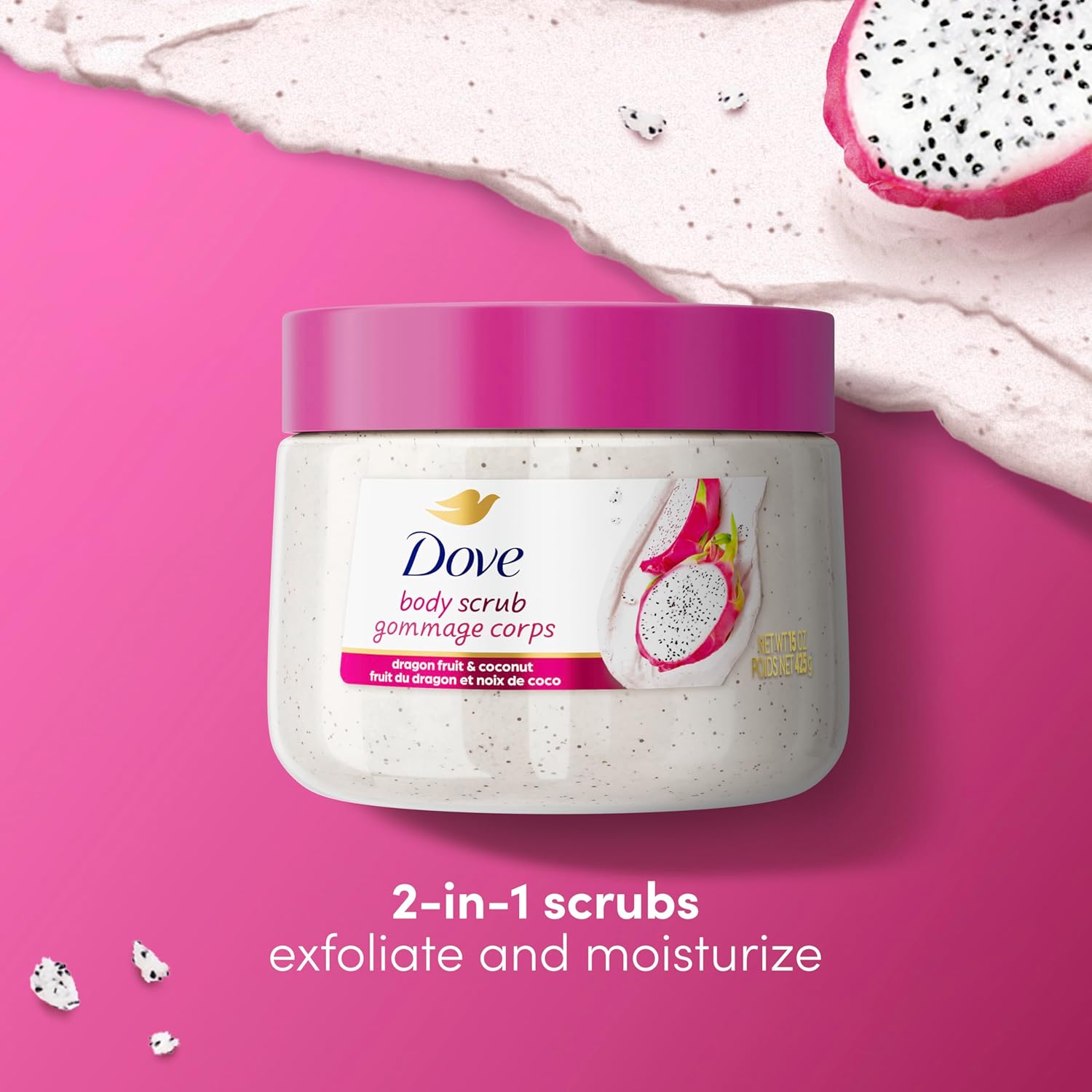 Dove Body Scrub Dragon Fruit & Coconut Cream Body Scrub Exfoliates and Deeply Nourishes for Smooth, Radiant Skin 15 oz - Image 3