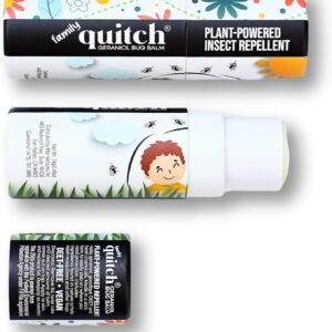 Quitch Geraniol Bug Balm, Bug Spray Alternative Travel Size Repellent, DEET Free Mosquito Shield for Kids, Natural Travel Size Mosquito Repellent Wipes Alternative Balm for Babies, Made in The USA