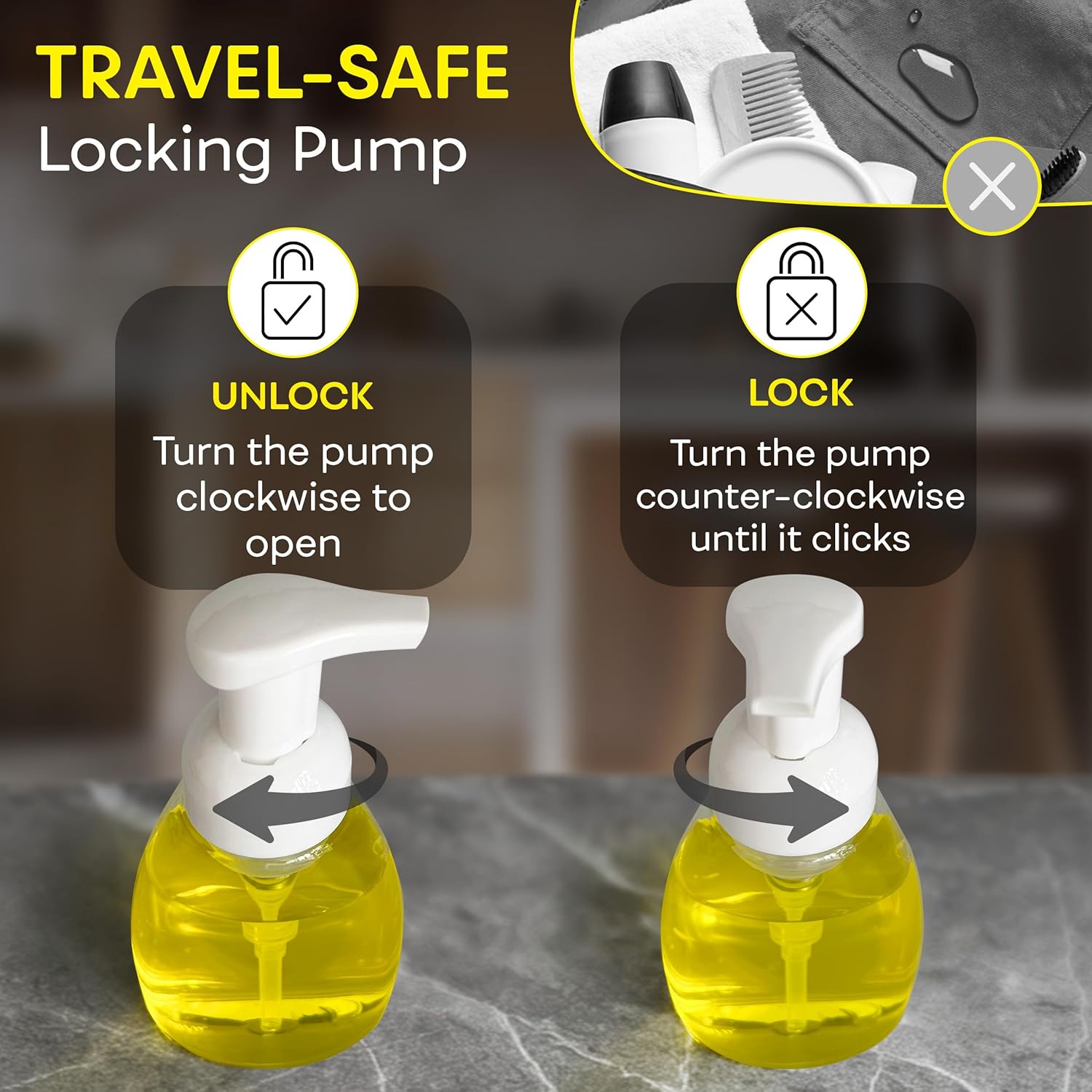 BRIGHTFROM 8oz Clear BPA Free Foaming Soap Dispenser Pump Bottles Pack of 3 - Image 4