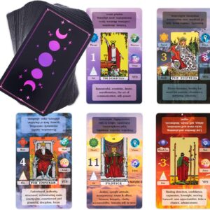 BWTY Tarot Cards Set with Guide Book and 7 Chakra Cards. Learning Tarot Cards Deck for Beginners with Meanings on Them, Keywords, Astrology (Planet Zodiac), Yes or No, Elements, Numerology