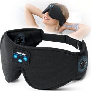 Voerou Sleep Headphones 3D Mask with Bluetooth, Adjustable Wireless Eye Mask for Sleeping for Women Men, Sleeping Headphone with Ultra-Thin Stereo Speakers Perfect for Sleep Naps