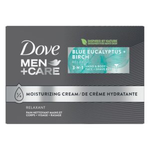 Dove Men+Care Bar 3 in 1 Cleanser for Body, Face, and Shaving Blue Eucalyptus 8 Bars For Fresh, Healthy-Feeling Skin Body and Facial Cleanser More Moisturizing Than Bar Soap 3.75 oz