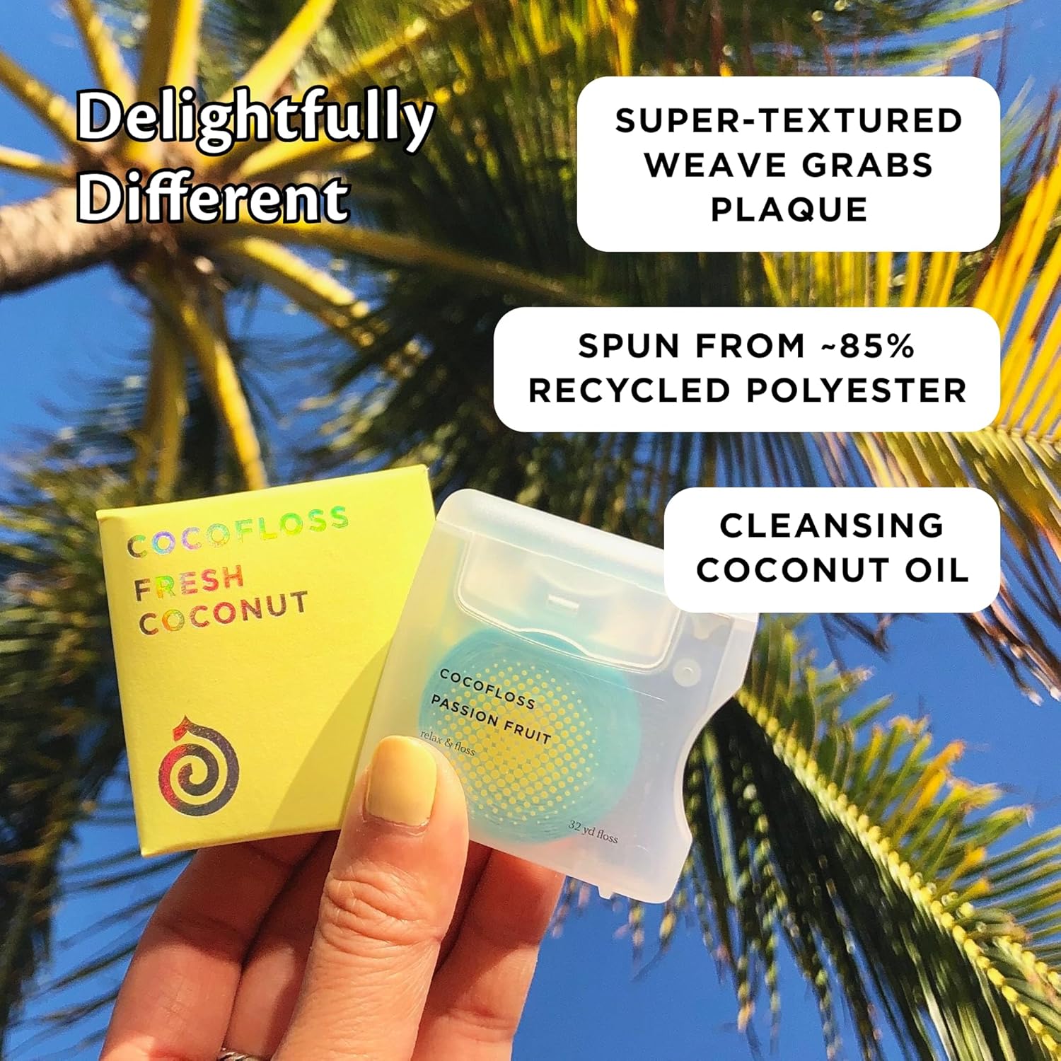 Cocofloss Coconut Oil Infused Expanding Woven Dental Floss Set, 4 x 33 Yards, Waxed - Image 2
