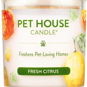 Pet House Citrus Candle Plant-Based, Clean Burning Long Lasting Pet Odor Candle for Home - Fresh Citrus