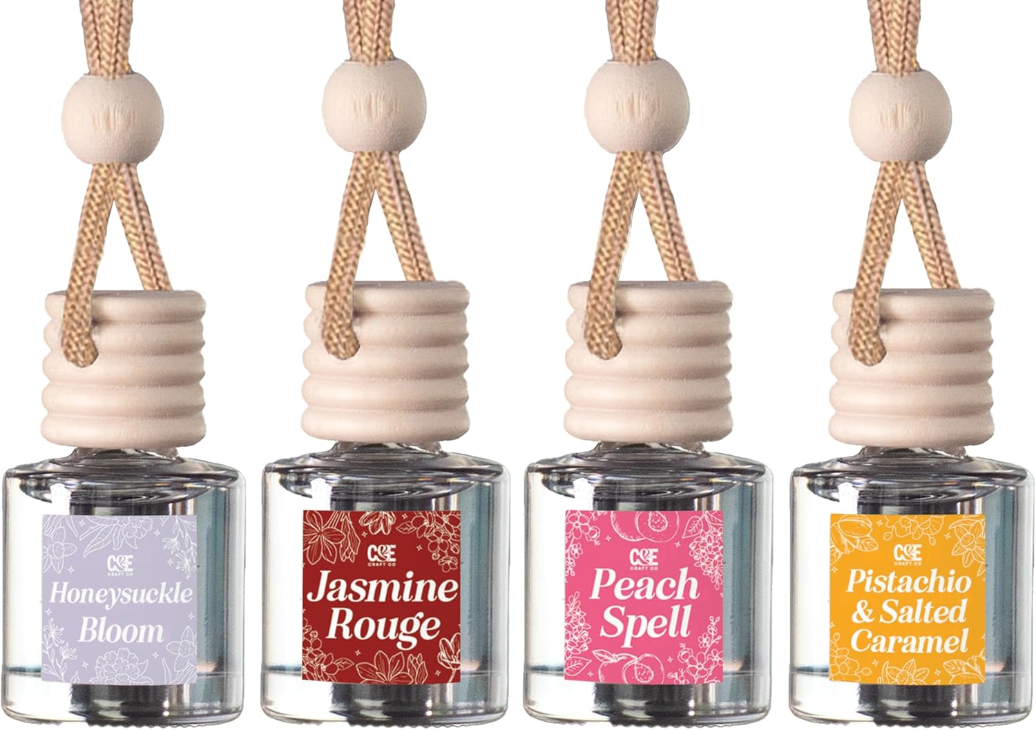 CE Craft Hanging Car Air Freshener – Fragrance Oil Diffuser with Essential Oils – Long-Lasting Aromatherapy Scents for Automobiles – 4 Pack, Designer