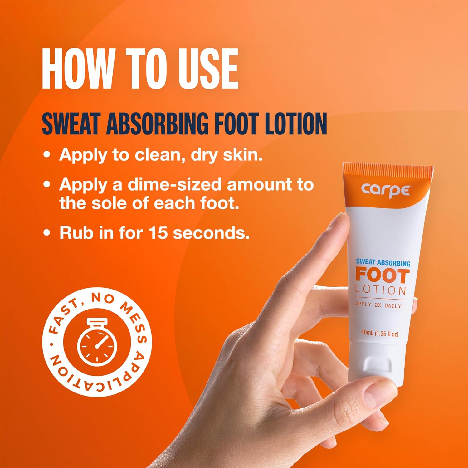 Carpe Sweat Absorbing Foot Lotion, A dermatologist-recommended solution to stop sweaty, smelly feet, Helps prevent blisters, Great for hyperhidrosis - Image 4