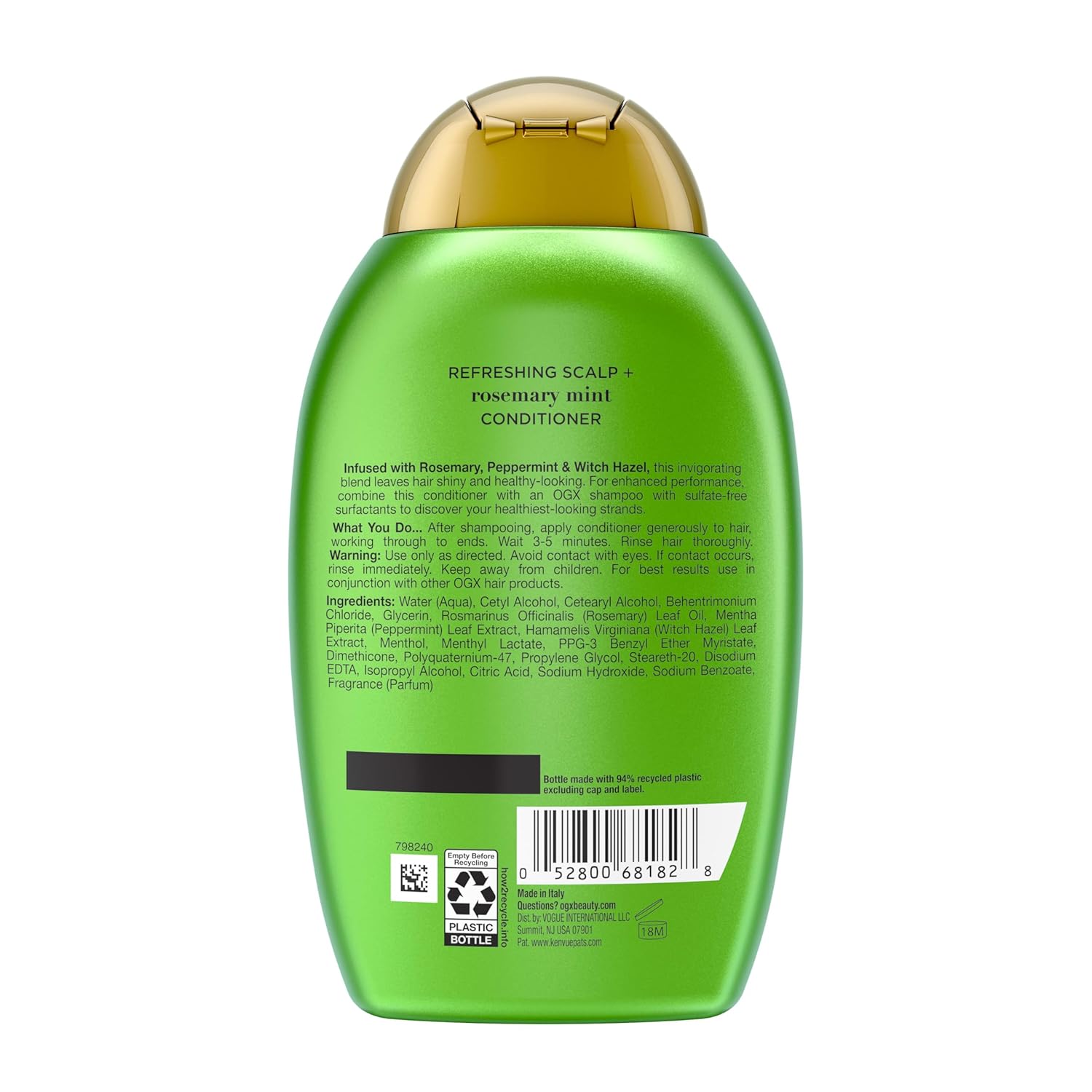 OGX Extra Strength Refreshing Scalp + Rosemary Mint Conditioner, Nourishing Hair Conditioner Infused with Rosemary Mint for Shiny, Healthy-Looking Hair, Sulfate-Free Surfactants, 13 fl. Oz - Image 7