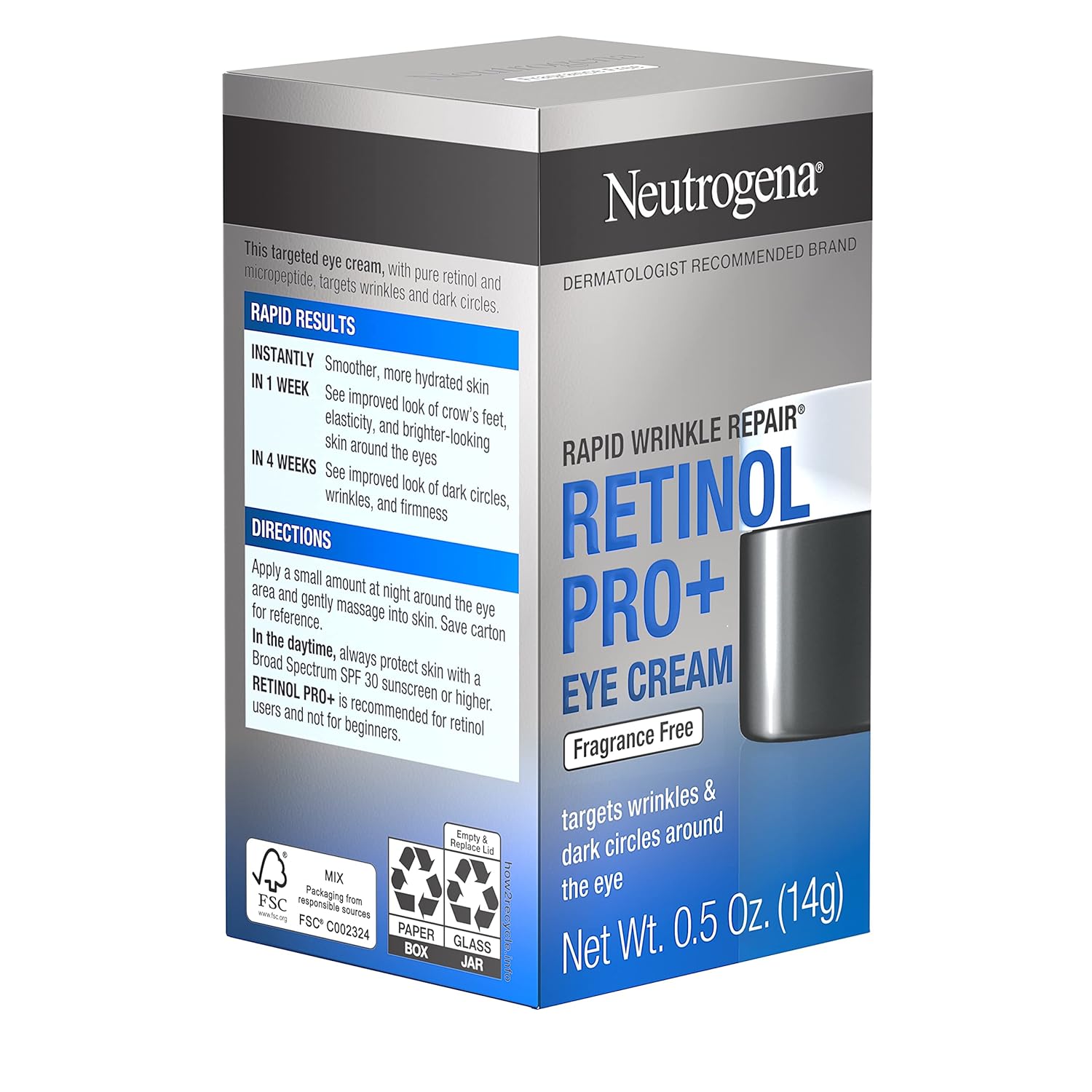 Neutrogena Rapid Wrinkle Repair Retinol Pro+ Anti-Wrinkle Eye Cream, Targeted Eye Cream for Wrinkles & Dark Circles, Formulated without Fragrance, Dyes, Phthalates, and Parabens, 0.5 oz - Image 12