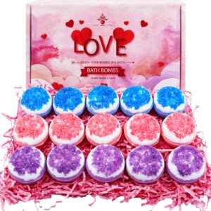 Birthday Gifts for Child 4-12 Years Old, 15-Pack Bath Bombs Gift, Handmade Natural Bathbombs with Dead Sea Salt Essential Oils, Spa Relaxation Birthday Gifts