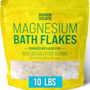 Magnesium Bath Flakes - Dead Sea Salt – Dead Sea Salts for Soaking – Magnesium Flakes for Bath - Enhanced with Aloe Vera (10 Pound)