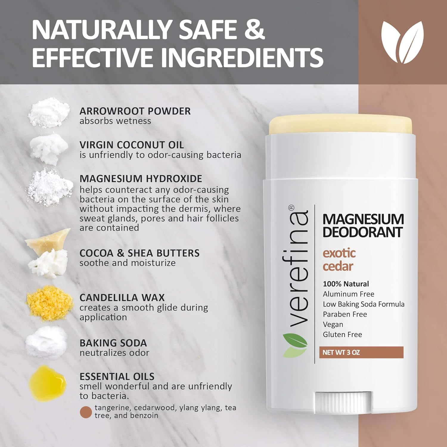 Aluminum-Free Natural Deodorant for Men & Women, Hypoallergenic, Vegan, 3 Oz Stick - Image 3