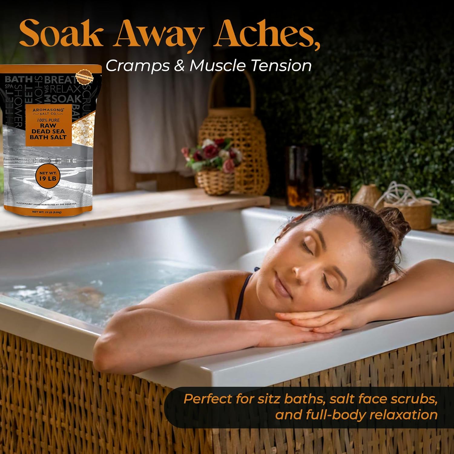 Aromasong 19 Lbs Raw Dead Sea Salt Not Cleaned - Still Contains All Dead Sea Minerals Including Dead sea Mud - Fine Medium Grain Bath Salt Large resealable Bulk Pack (Packaging May Vary) - Image 3