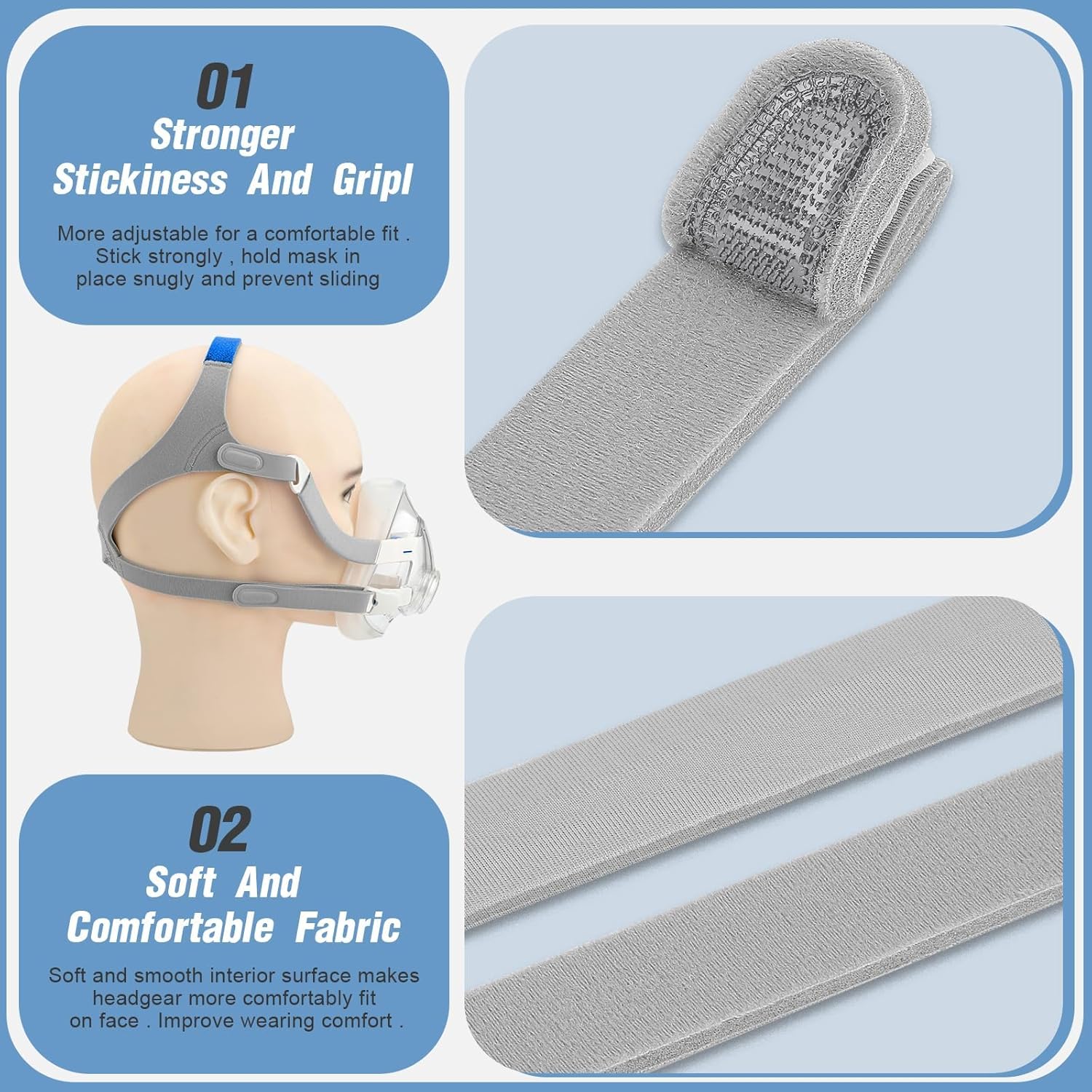 2 Packs Headgear for F20 with Magnetic Clips, Replacement Headgear Straps Compatible with F20 Full Face Mask(Medium) - Image 5