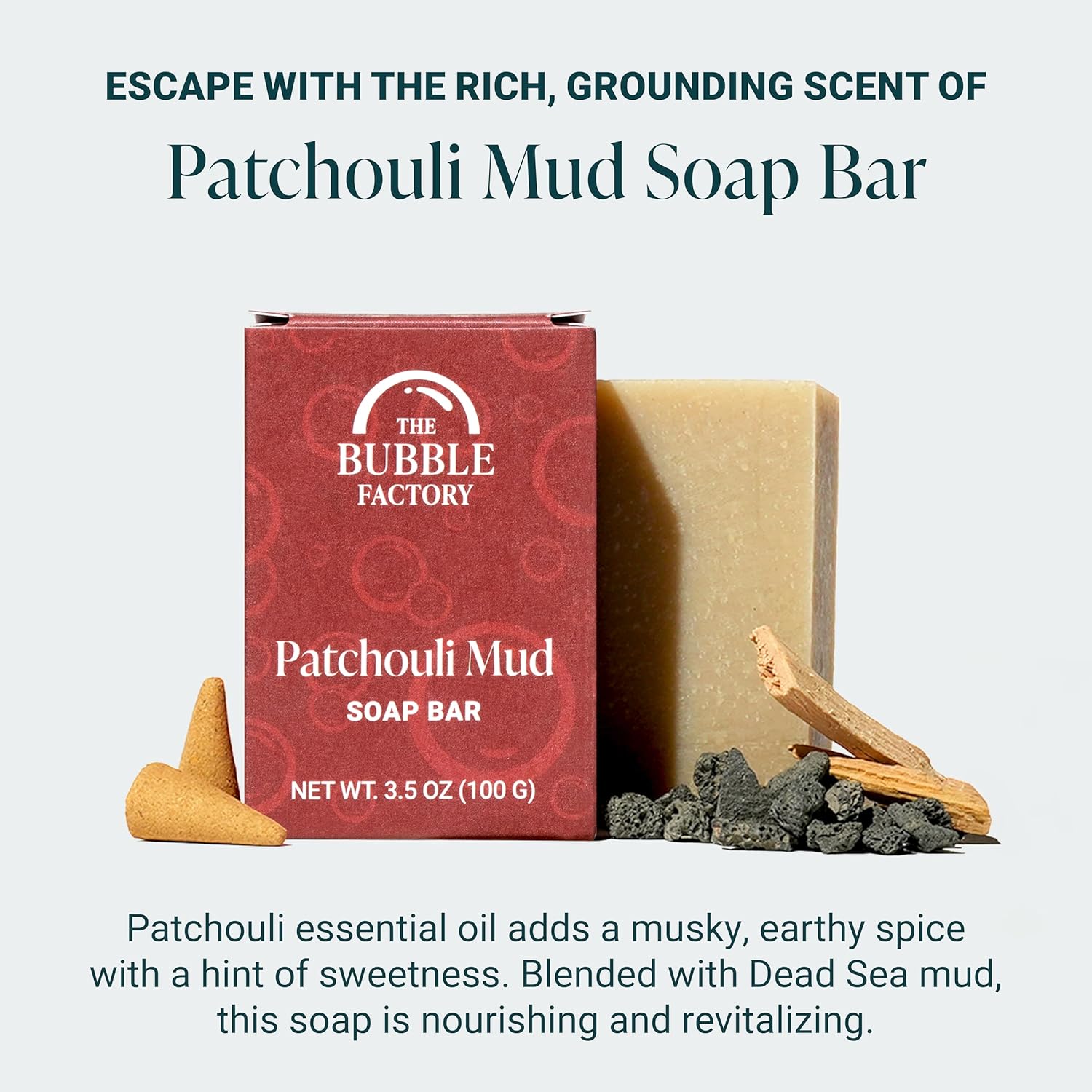 Handmade Natural Bath & Body Soap Bar, Vegan, All-Natural, Palm Oil Free, Made in USA with Shea Butter + Essential Oils, Patchouli Mud, 3 Bars - Image 4