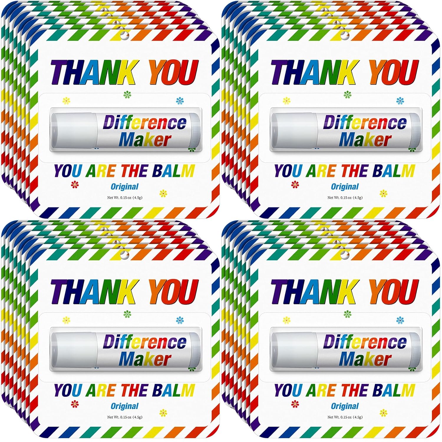 30 Pack Back to School Appreciation Gifts Employee Teacher Lip Balms Bulk Staff Team Thank You Gifts Volunteer Appreciation Summer Party Favor for Women Men Coworker Club You're the Balm(Colorful)