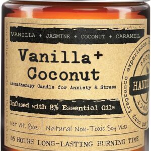 Coconut Vanilla Candles for Home Scented - 45h Aromatherapy Candles for Relaxation Stress Relief Soothing Anxiety, Holiday Candles for Women Bath Relaxing Yoga Meditation Spa Healing and Calming Gifts