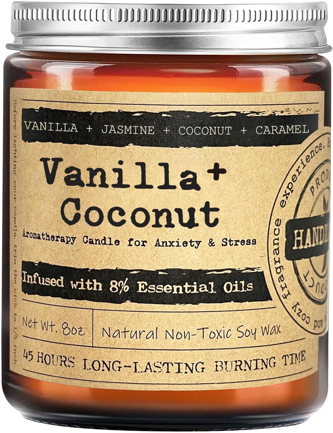 Coconut Vanilla Candles for Home Scented - 45h Aromatherapy Candles for Relaxation Stress Relief Soothing Anxiety, Holiday Candles for Women Bath Relaxing Yoga Meditation Spa Healing and Calming Gifts