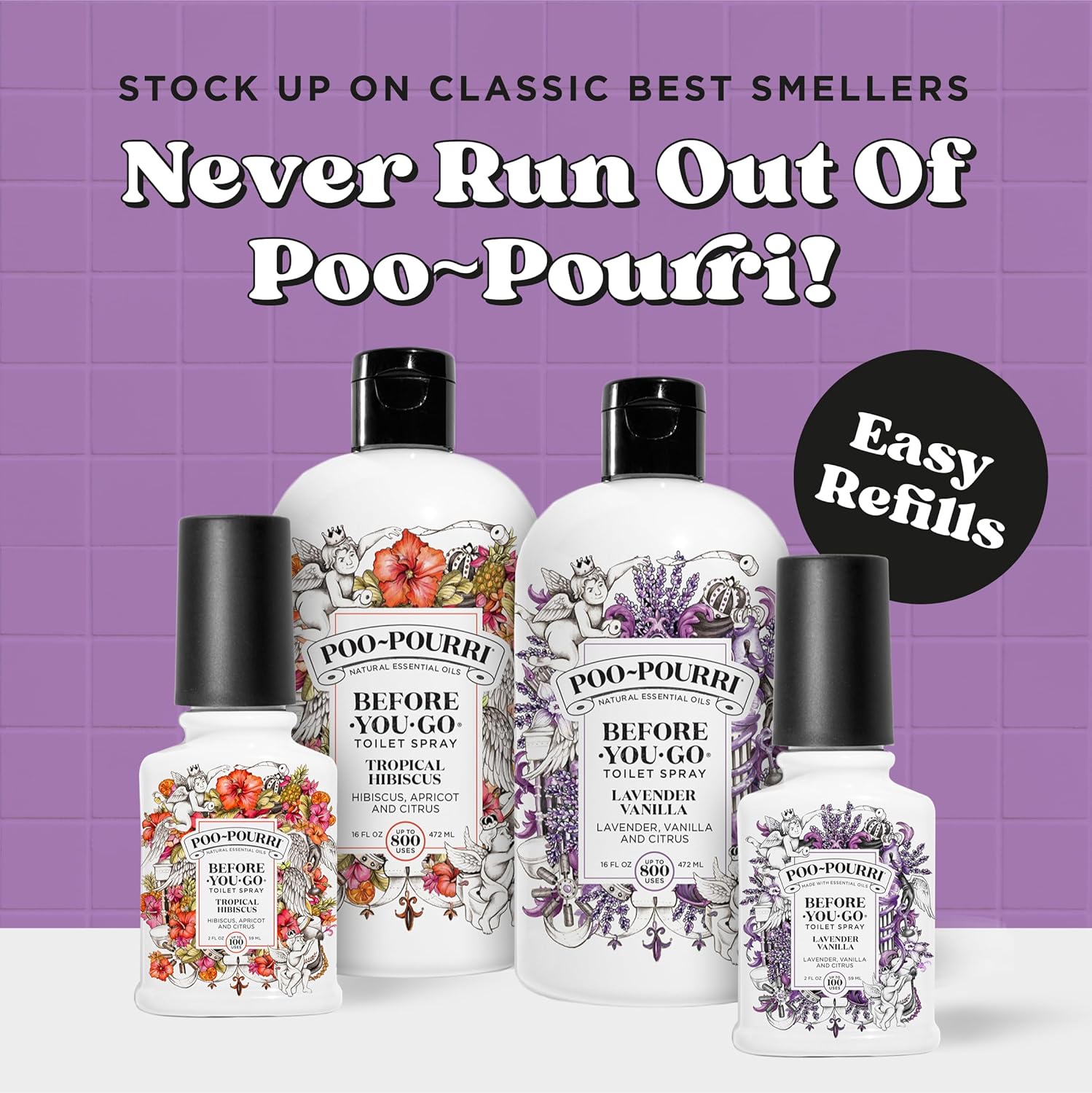 Poo-Pourri Before-You-Go Toilet Spray, Lavender Vanilla, Refill Bottle 16 Fl Oz - Lavender, Vanilla and Citrus - Image 6