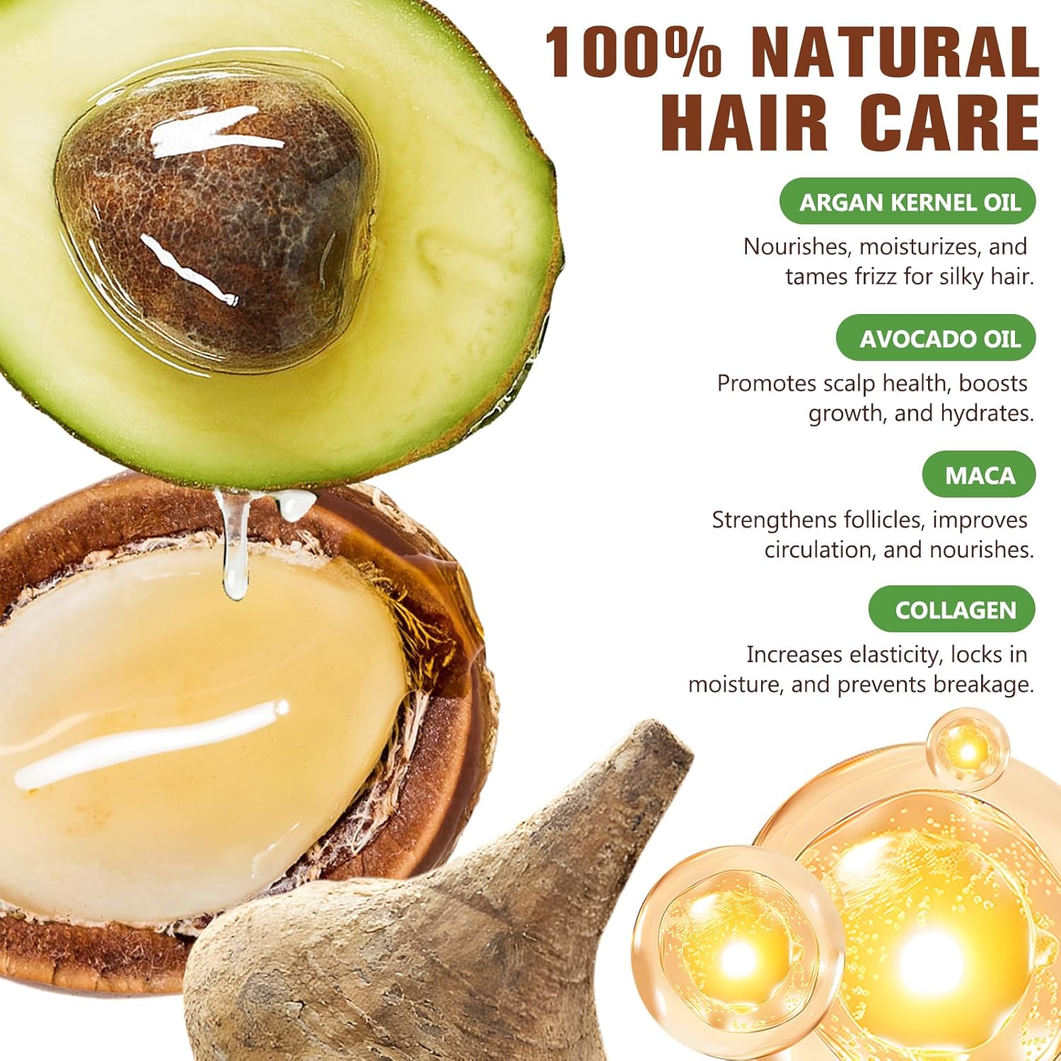 Collagen Hair Mask Deep Repair Conditioning, Hair Treatment Mask Calms and Relaxes the Scalp, Hair Mask with Argan Oil for Dry Damaged Hair All Hair Types, Nourish and Moisturize Hair & Scalp - Image 4