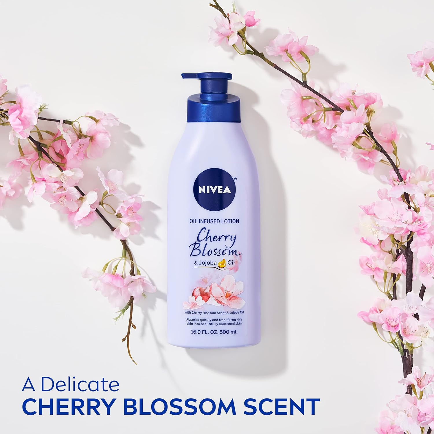 NIVEA Cherry Blossom Jojoba Oil Body Lotion for Women 16.9 Fl Oz Fast-Absorbing 48 Hour Moisture - Image 5