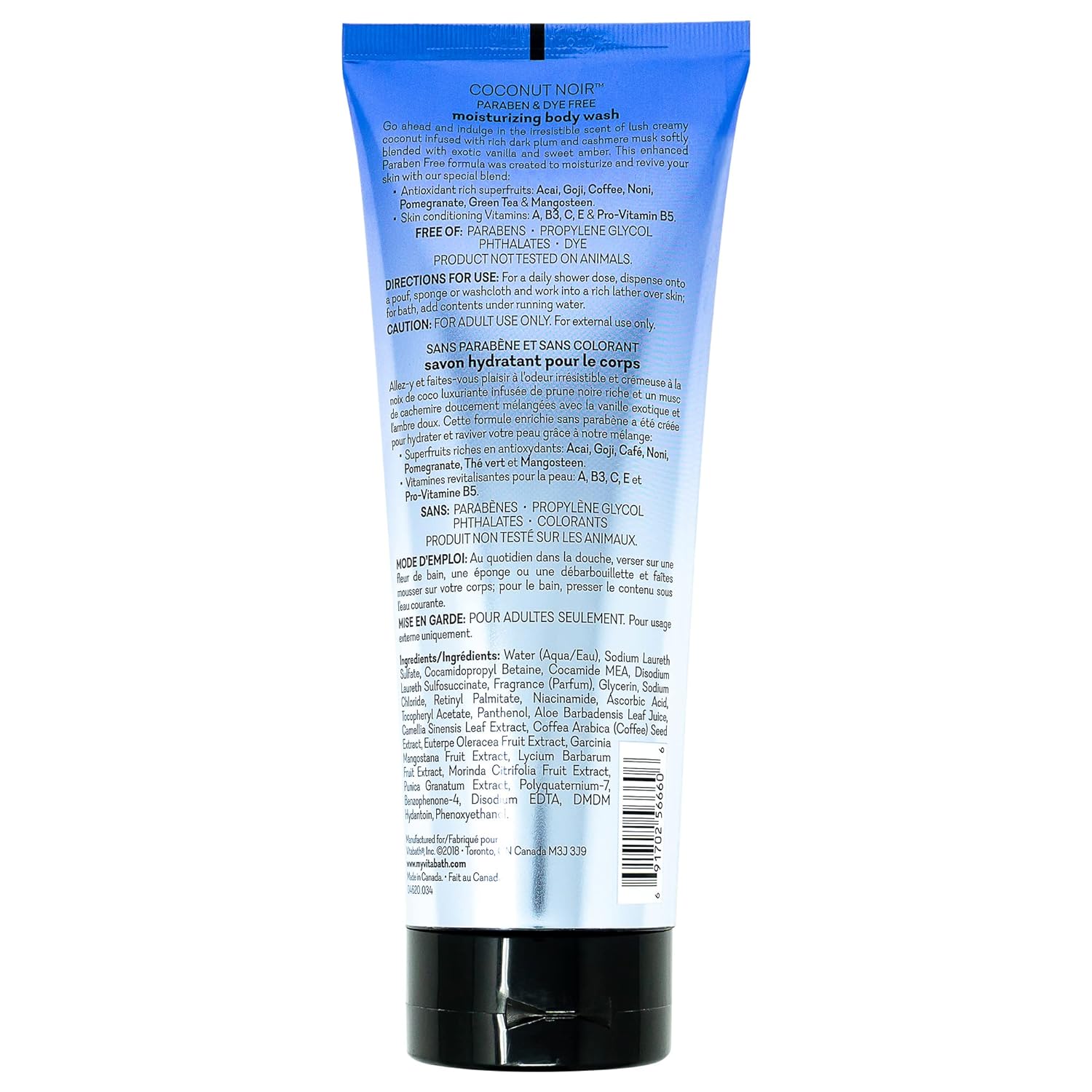 Vitabath Coconut Noir Body Wash Moisturizing Bath & Shower Cleanser & Skincare Radiant Detox & Restore Nourishing Body Polish - Cruelty-Free, Paraben-Free - 10 oz - Image 2