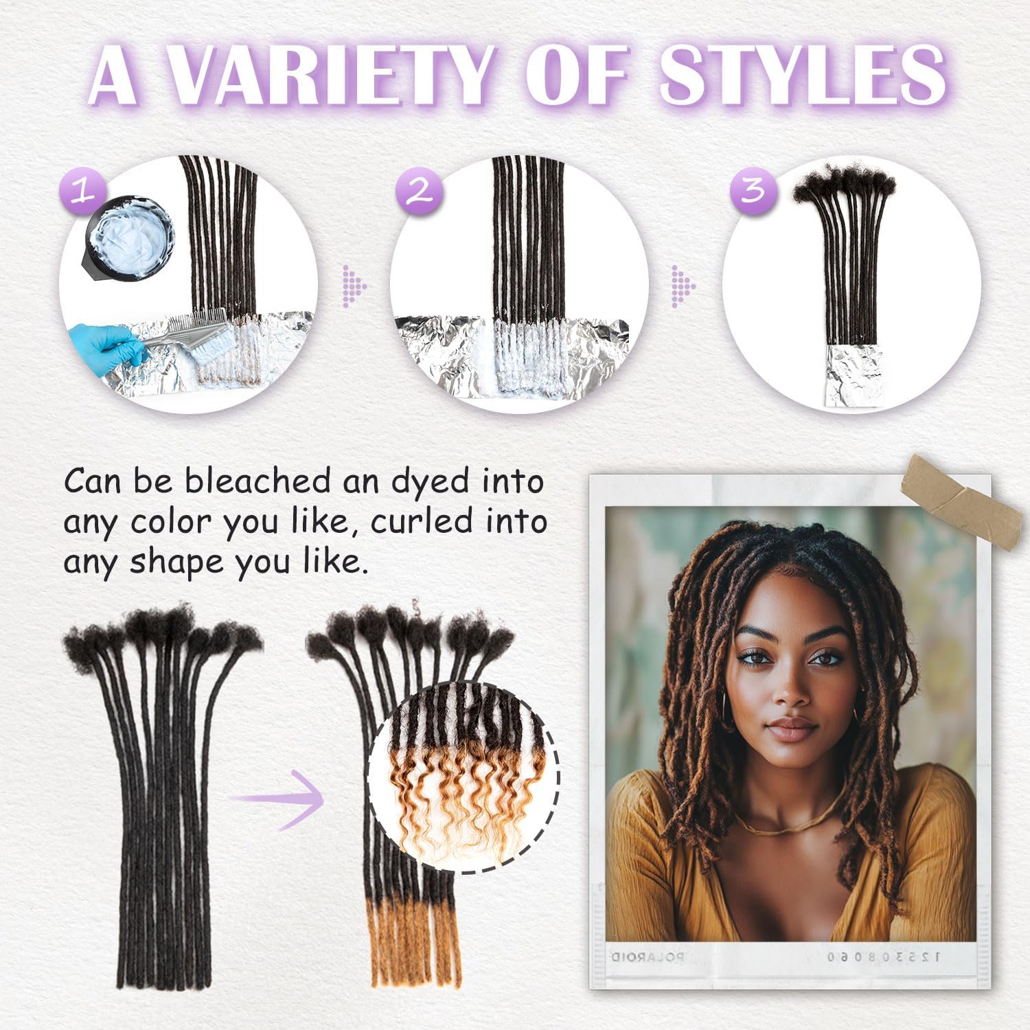Teresa 100% Human Hair Dreadlock Extensions 10-100 Strands 6-18 Inch Handmade - Image 5