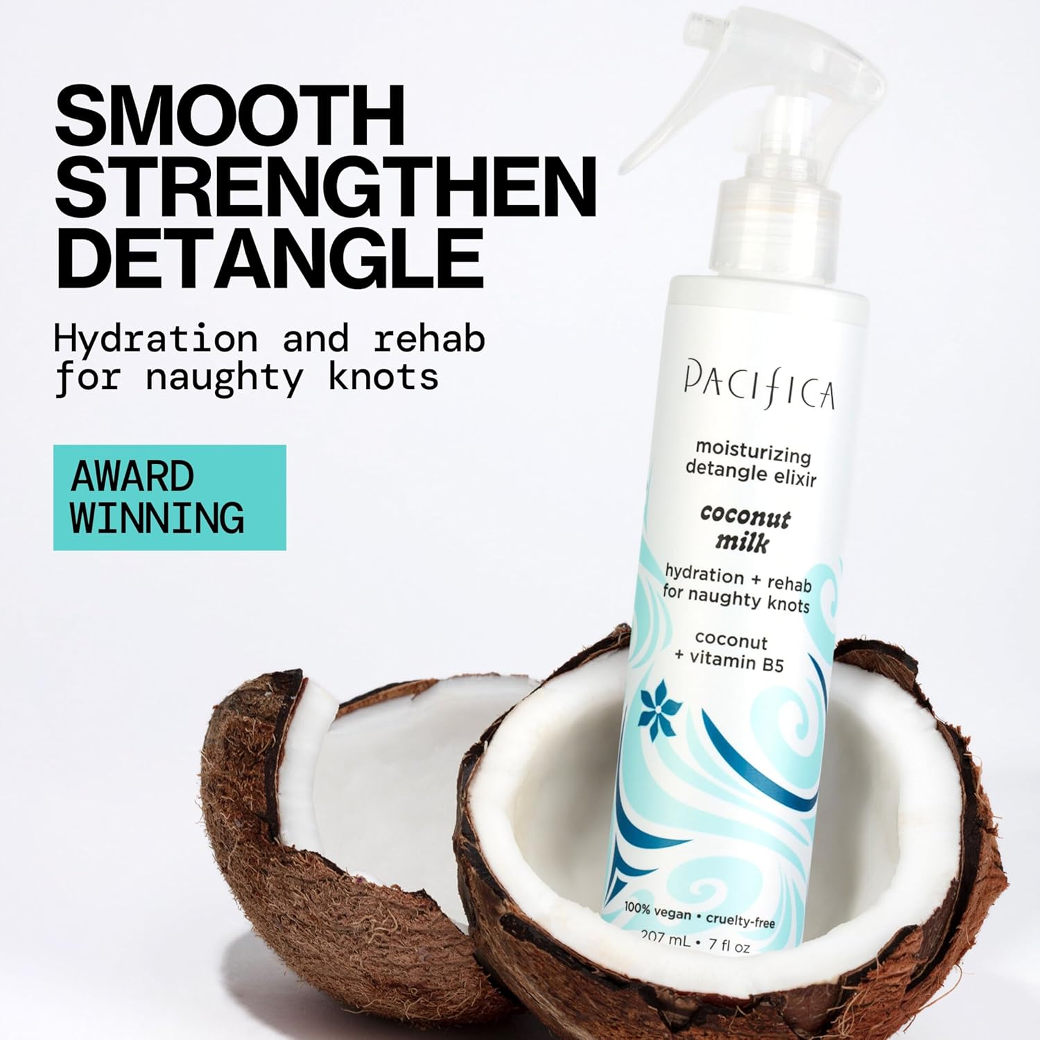 Pacifica Coconut Milk Hair Detangler Spray – Leave-In Conditioning Elixir for Tangle-Free Hair – Instantly Detangles Knots, Adds Shine & Moisture, Prevents Breakage & Frizz – Vegan & Cruelty-Free - Image 2