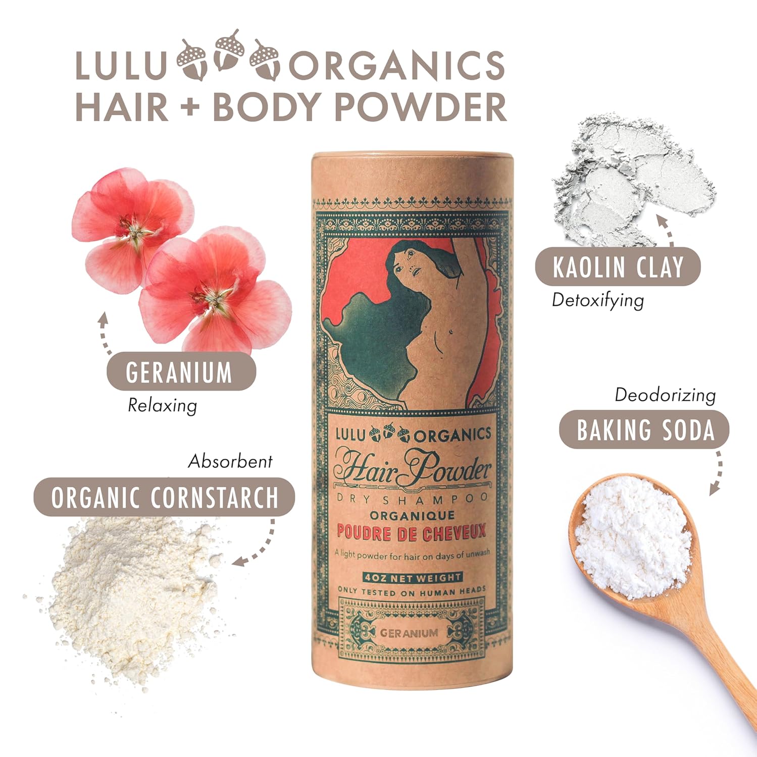 Non Aerosol Dry Shampoo Powder for Dark, Blonde and Oily Hair, All Natural Organic Hair and Body Powder, Paraben &Talc free No White Cast Synthetic Fragrance, Geranium - 4oz - Image 4