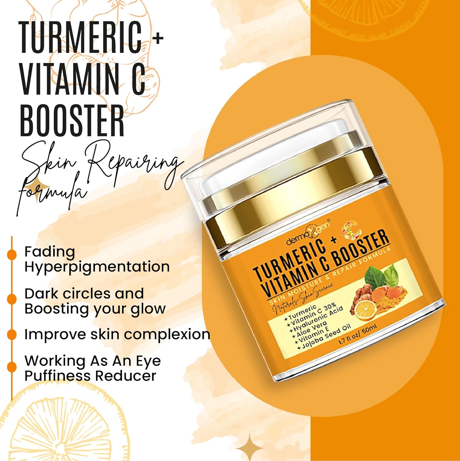 Turmeric Vitamin C Face Cream 1.7 oz Dark Spot Corrector Hydrating Formula - Image 9