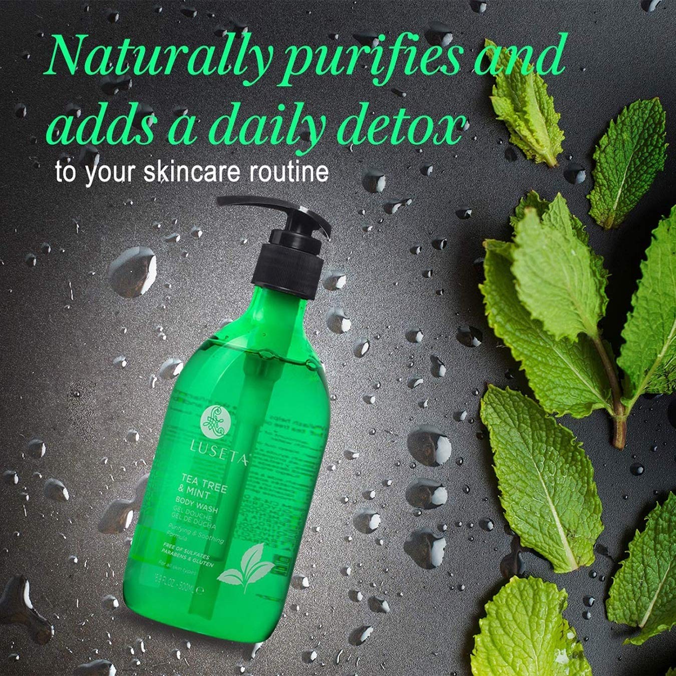Luseta Tea Tree Oil Body Wash with Mint, Sulfate free, Helps Body Odor, Athlete's Foot, Jock Itch, Ringworm, Yeast Infections, Skin Irritations, Shower Gel for Women/Men 16.9oz - Image 4