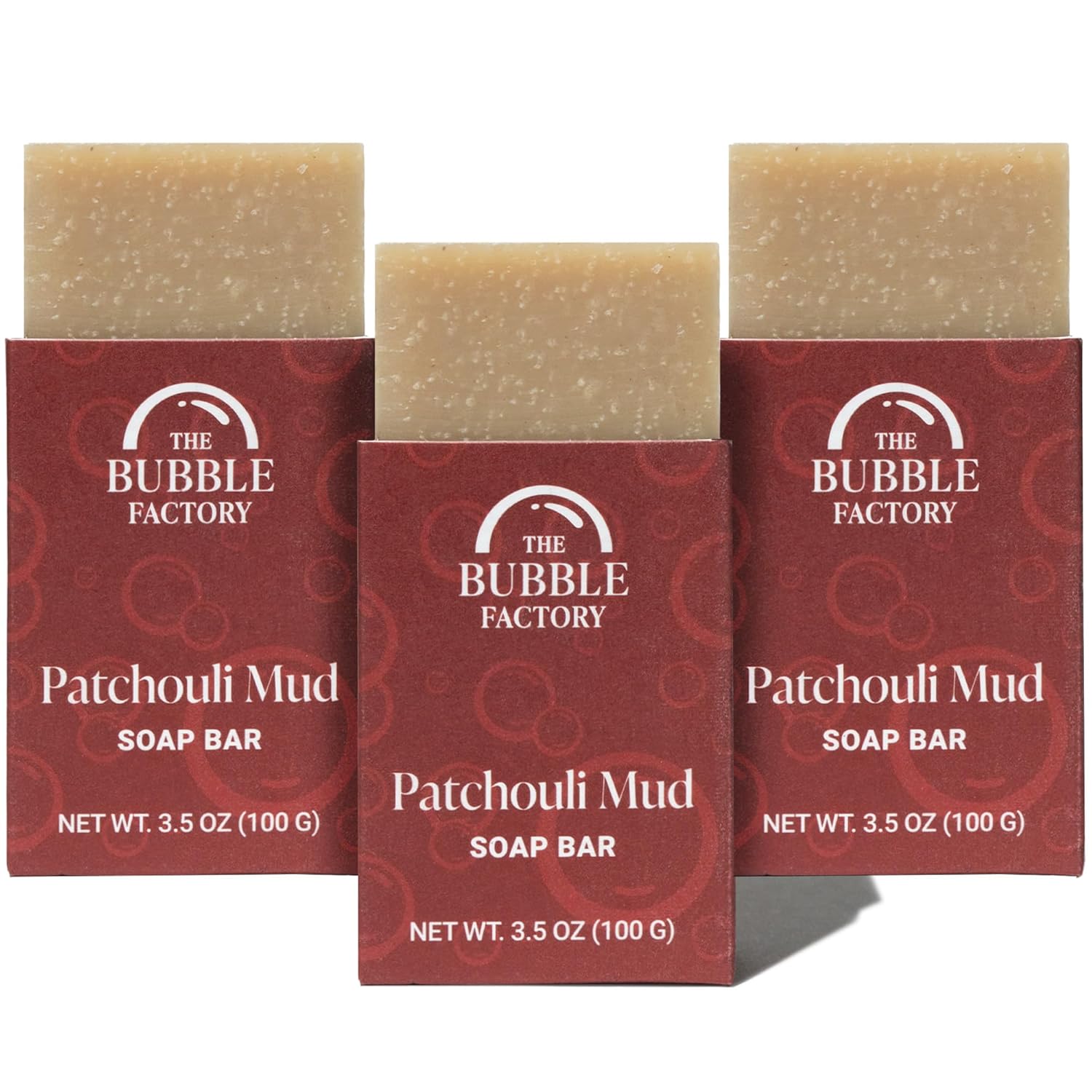 Handmade Natural Bath & Body Soap Bar, Vegan, All-Natural, Palm Oil Free, Made in USA with Shea Butter + Essential Oils, Patchouli Mud, 3 Bars