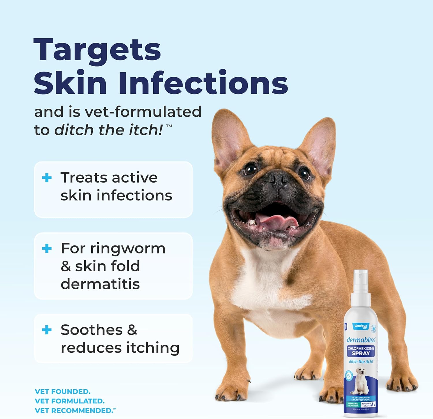 Vetnique Dermabliss Hot Spot Treatment for Dogs - Antiseptic Medicated Chlorhexidine Spray - Vet Recommended for Skin Infections, Hot Spots & Irritation (Hot Spot Spray, 8oz) - Image 3