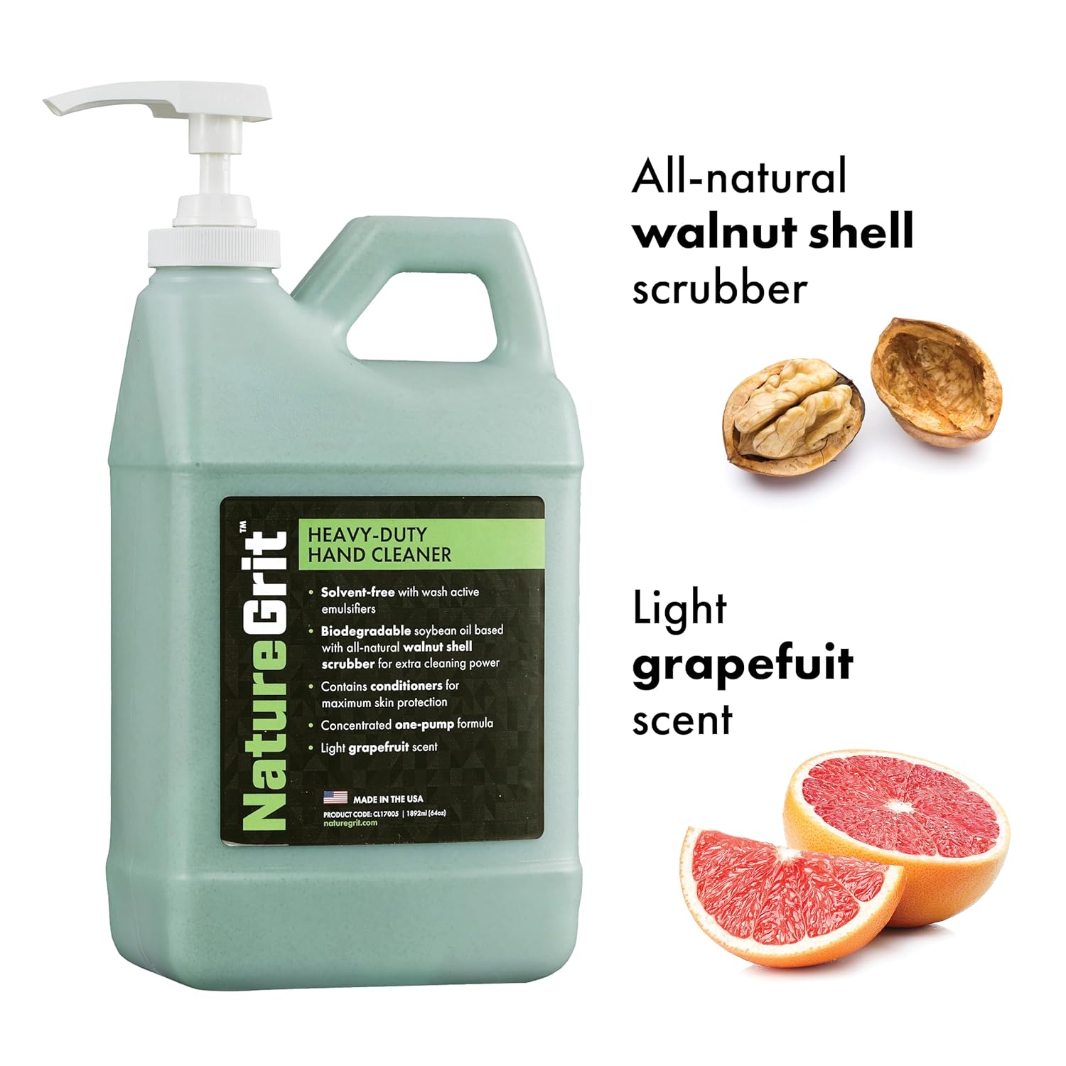 โ Heavy Duty Industrial Hand Cleaner Pump-top โ Walnut Shell Conditioners for Skin Protection for Auto Mechanics, Manufacturing, and Anyone with Working Hands (1) - Image 4