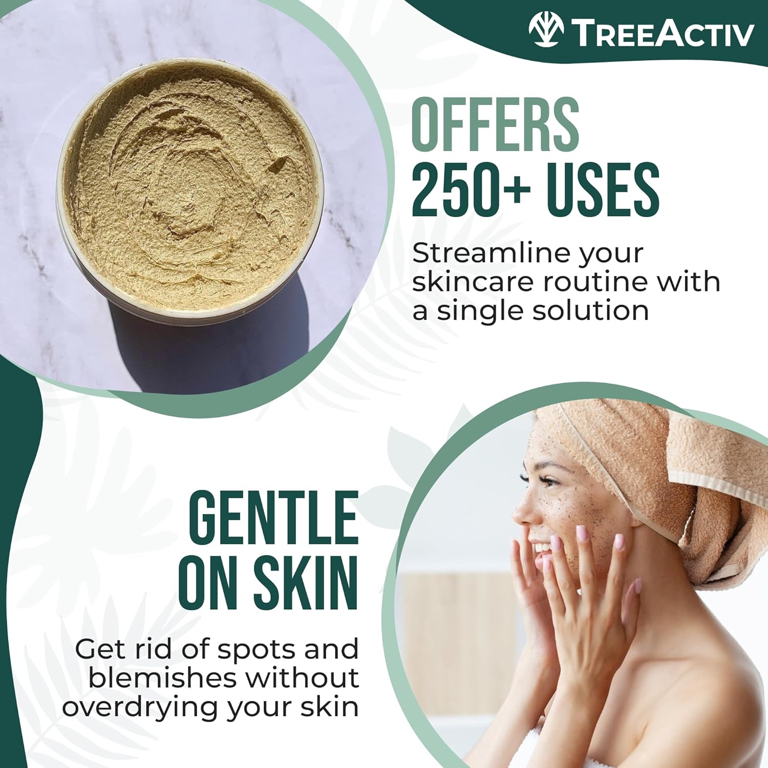 TreeActiv Four-in-One Acne Treatment | Wash, Scrub, Mask, and Spot Treatment | Heals Rosacea | Exfoliating Sugar | Face or Body | Natural Sulfur Clear Skin Cleanser | Bentonite (4 Ounce) - Image 4