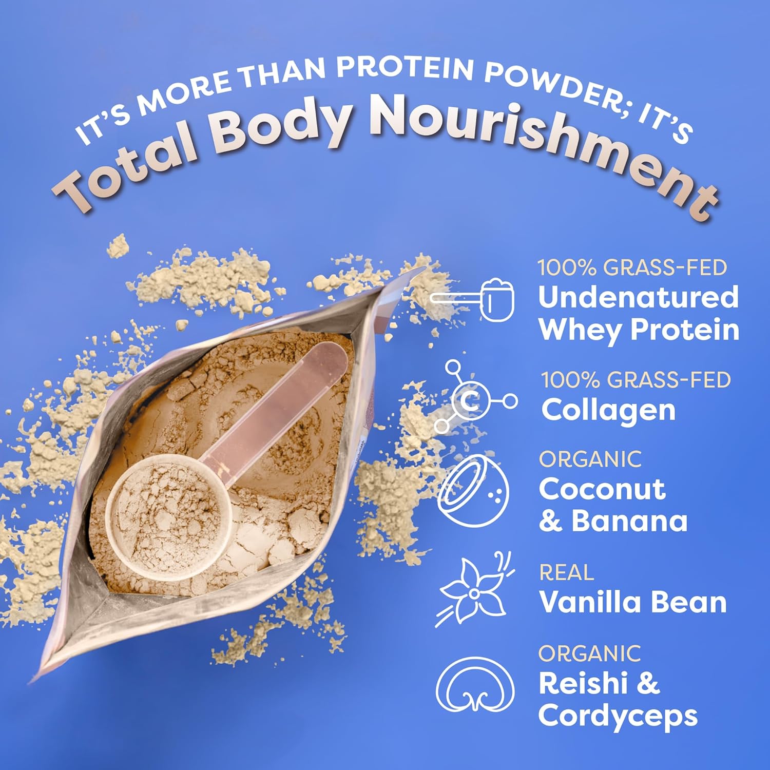 FlavCity Vanilla Smoothie Grass Fed Whey Protein Powder with Collagen 20 Servings - Image 4