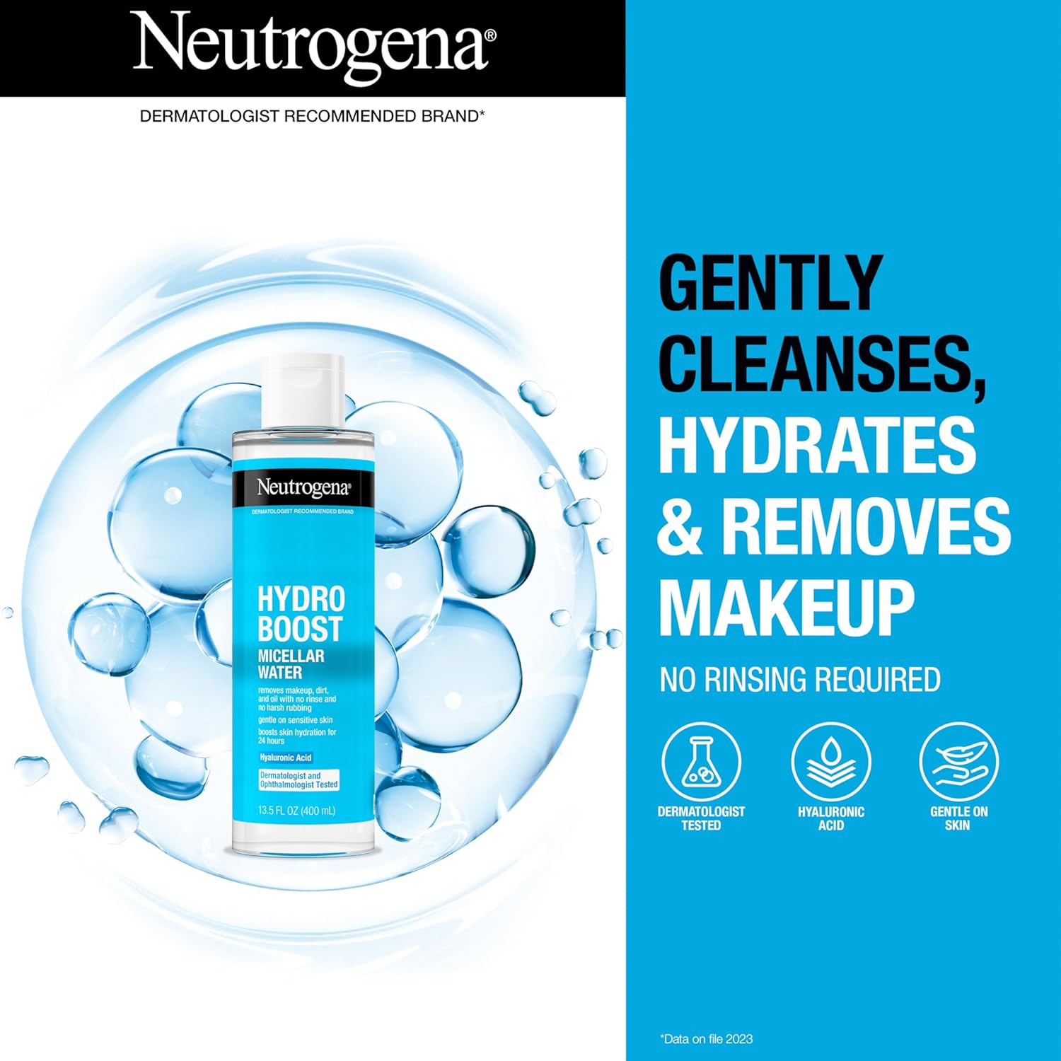Neutrogena Hydro Boost Micellar Water 13.5oz for Sensitive Skin Hyaluronic Acid - Image 2