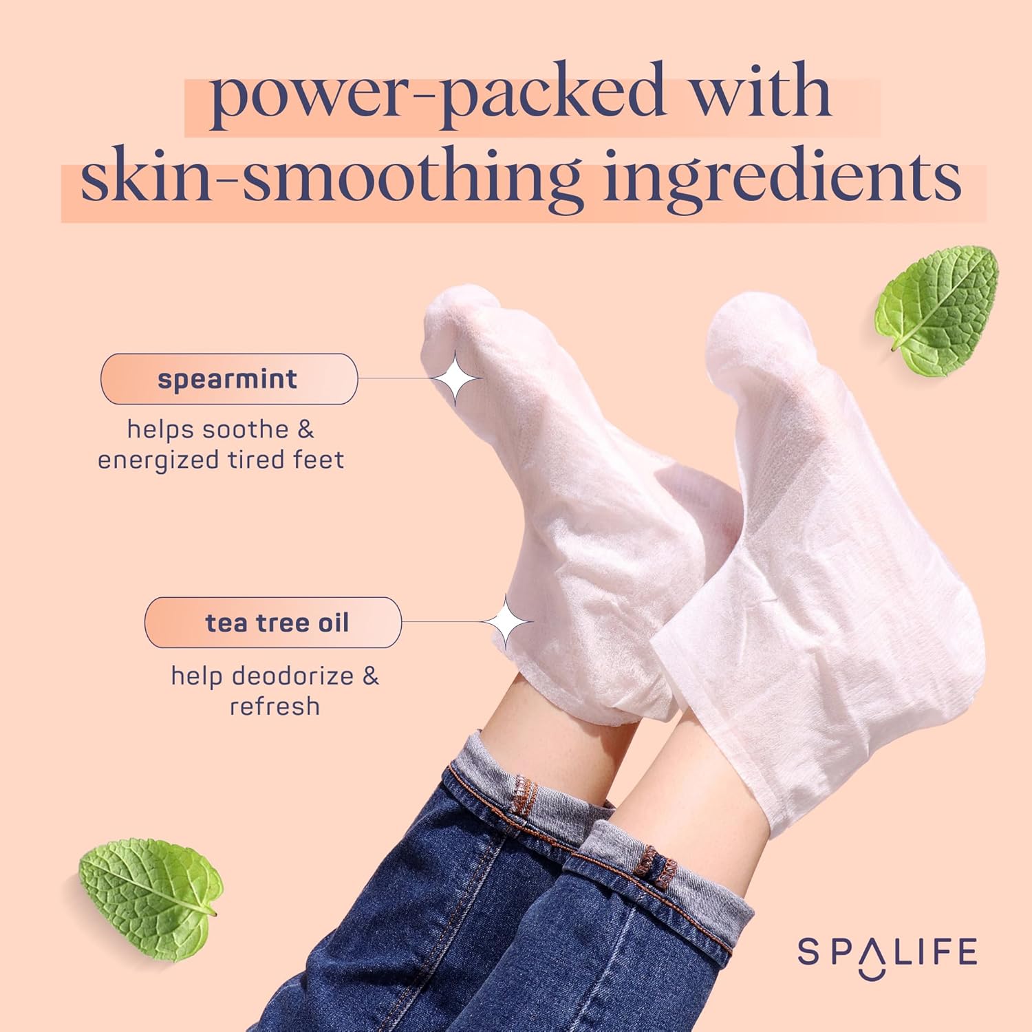 SpaLife Softening Care Foot Sockies (8-Pack) - Spearmint & Tea Tree Oil, Exfoliating Pack for Healthy Feet, Intensive Repair, Callus Remover Sockies, Dry Skin Solution, Moisturizing Foot Treatment - Image 3