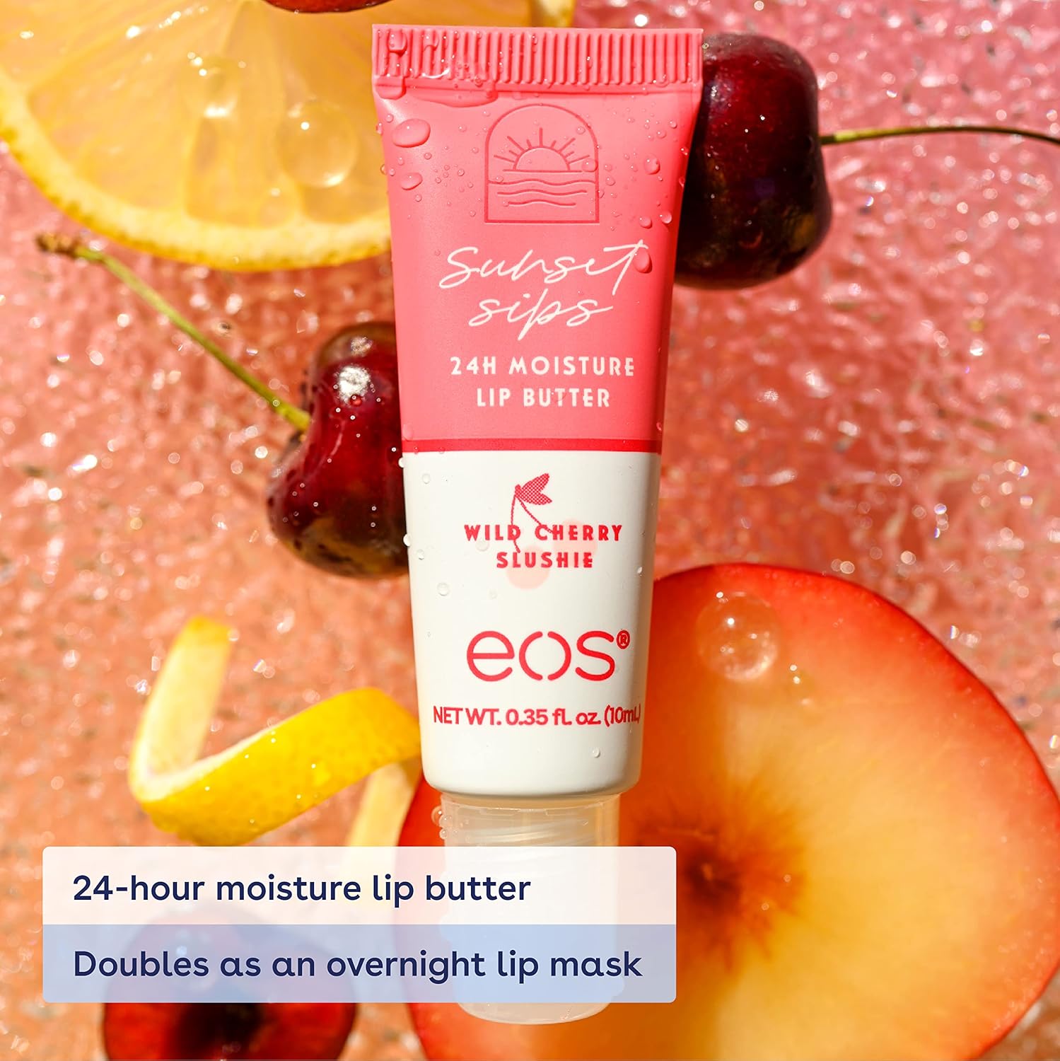 eos Sunset Sips Lip Butter Tube- Wild Cherry Slushie, 24-Hour Moisture, Overnight Lip Mask, Lip Care Products, 0.35 fl oz - Image 7