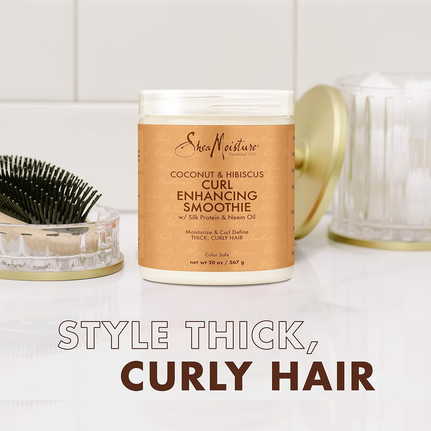SheaMoisture Coconut Hibiscus Curl Enhancing Smoothie Hair Cream 20 oz Thick Curly Hair - Image 7