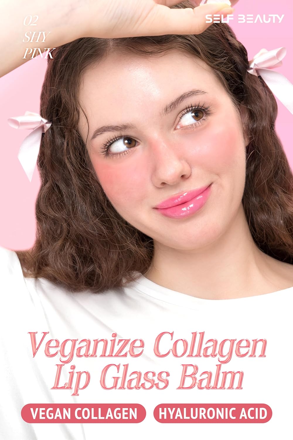 Self Beauty Vegan Korean Lip Balm Moisturizing Care - Collagen Lip Glass Hydrating, Hyaluronic Lip Gloss Repair - 0.06 oz (#2 Shy Pink) - Image 2