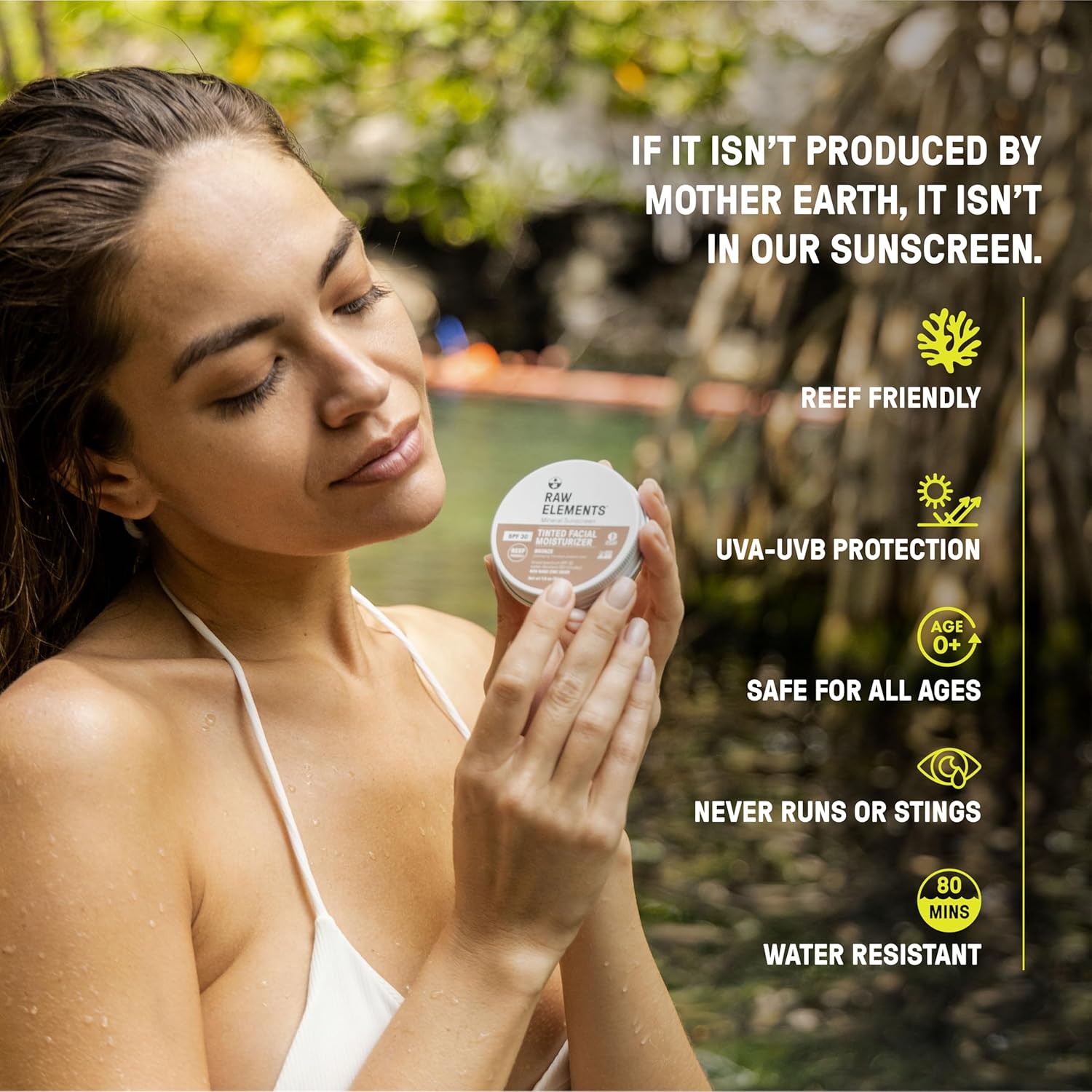 Raw Element Tinted Face Cream SPF 30, Ultra-Moisturizing Mineral Sunscreen, 1.8 oz, Reef Friendly - Image 3