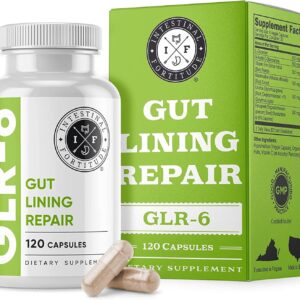 Intestinal Fortitude GLR-6 - Gut Lining Repair Supplement for Gut Health - Leaky Gut Repair with L-Glutamine, Slippery Elm, DGL Licorice Root, Marshmallow Root, Fenugreek - IBS, IBD, GERD - Vegan