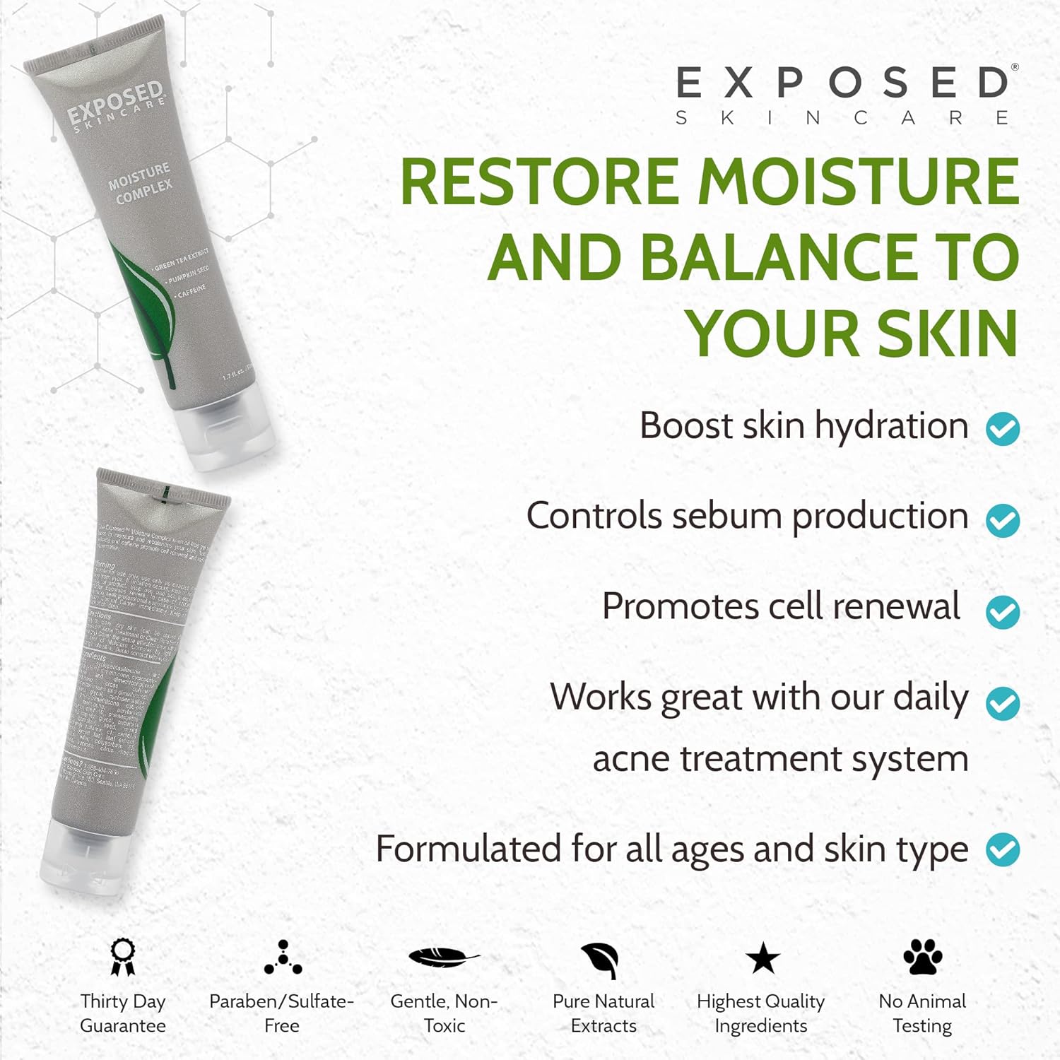 Exposed Skin Care Oil-Free Facial Gel Moisturizer, 1.7 fl oz, with Green Tea and Vitamin E - Image 5