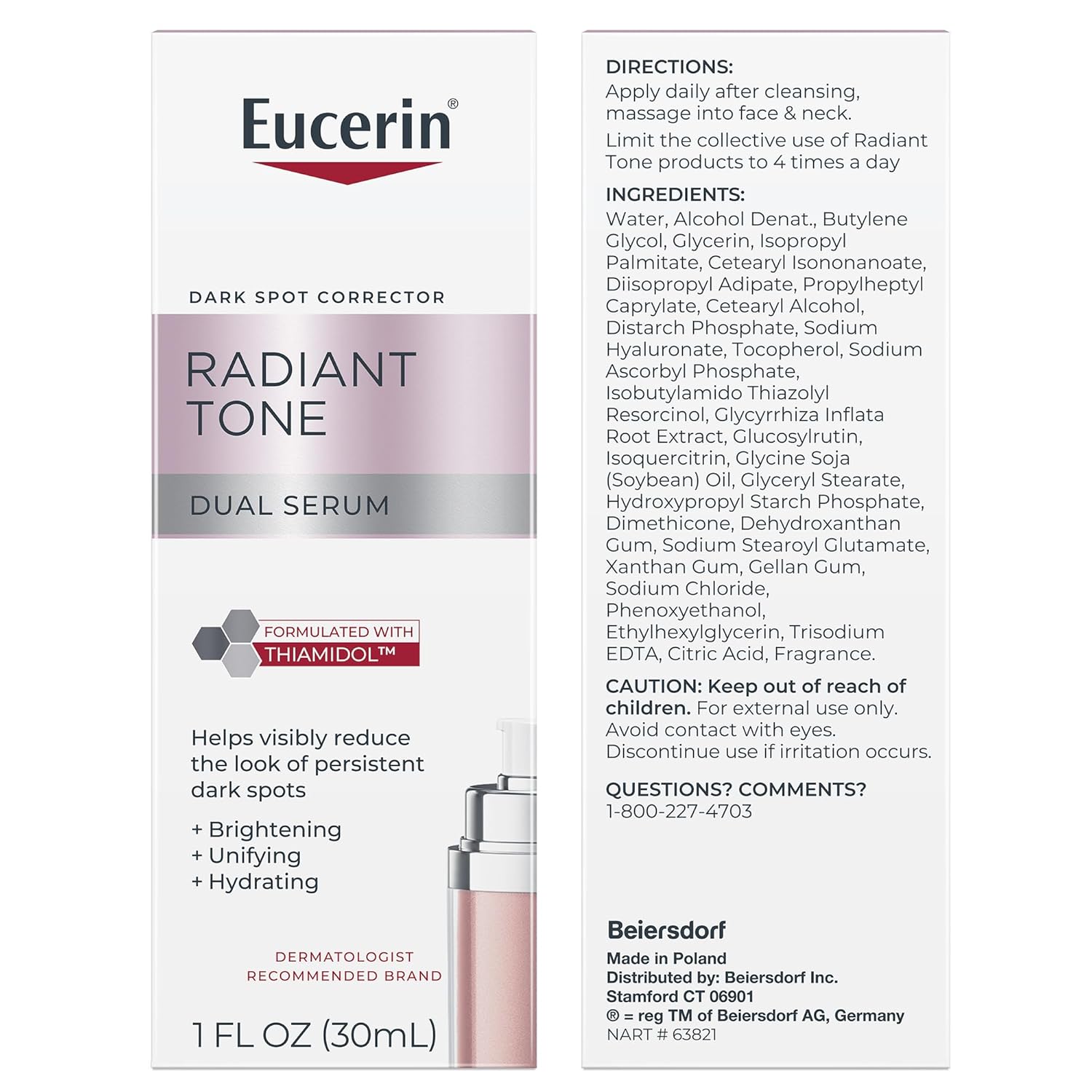 Eucerin Radiant Tone Dual Serum Dark Spot Corrector, Dark Spot Serum with Thiamidol and Hyaluronic Acid, Helps Visibly Reduce the Look of Persistent Dark Spots, 1 Fl Oz Bottle - Image 14