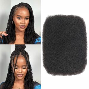 Afro Kinkys Bulk Human Hair 50gram/package kinky braiding huaman hair for microloc twsits afro kinkys bulk human hair for dreadlock extensions repair loc (1B,14 INCH)