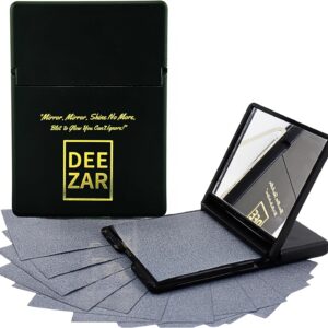 Premium Oil Blotting Sheets for Face with Compact Mirror Case, Bamboo Charcoal – Ultra-Absorbent, Portable, Makeup-Friendly, 50 Thick Sheets for Oily Skin, Ideal for Quick Oil Control