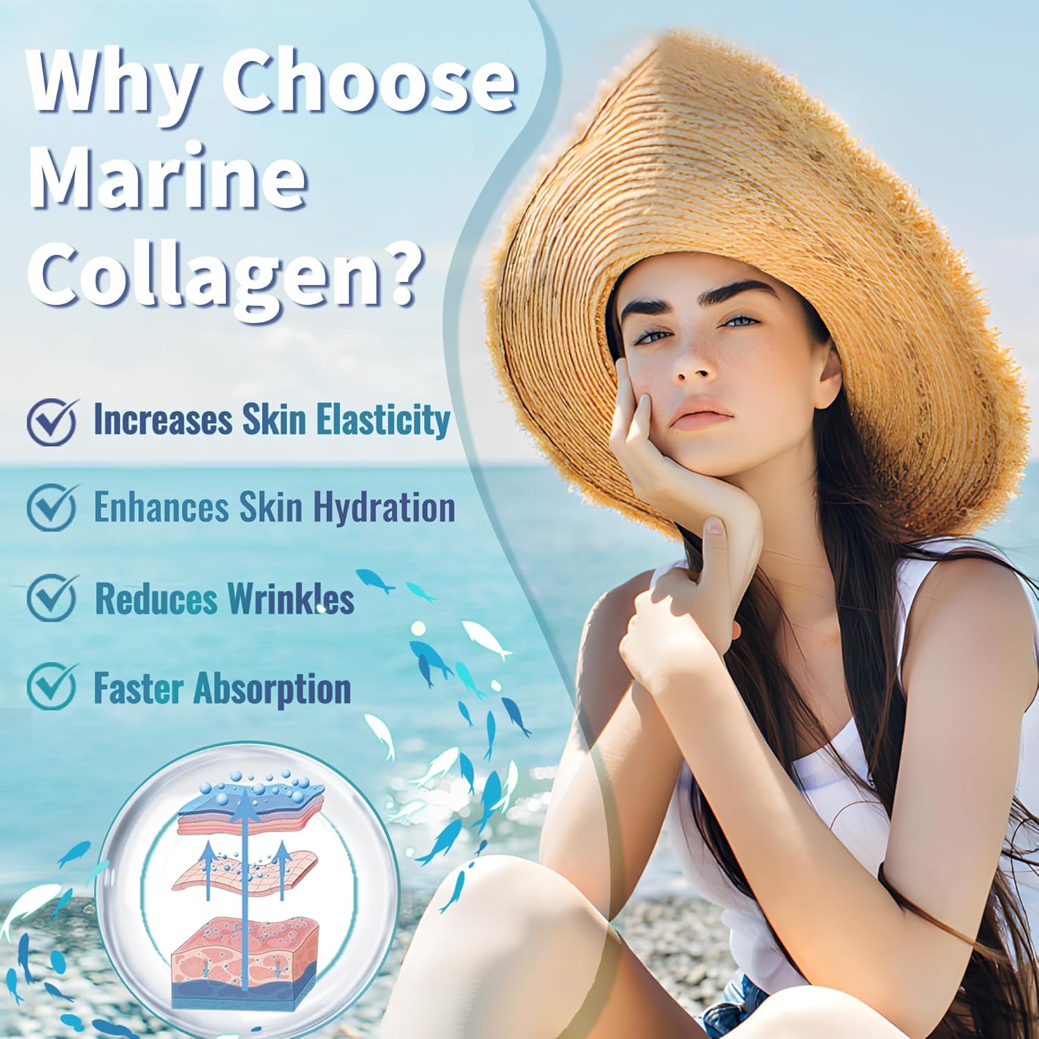 Zammex Unflavored Marine Collagen Peptides Powder 32 Servings for Skin and Joints Wild-Caught Fish - Image 5