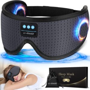 LC-dolida Sleep Headphones, White Noise Bluetooth Sleep Mask 3D Breathable Wireless Eye Mask for Timing, Sleep Mask with Bluetooth Headphones for Side Sleepers Travel,Cool Gadgets for Women Men(Grey)