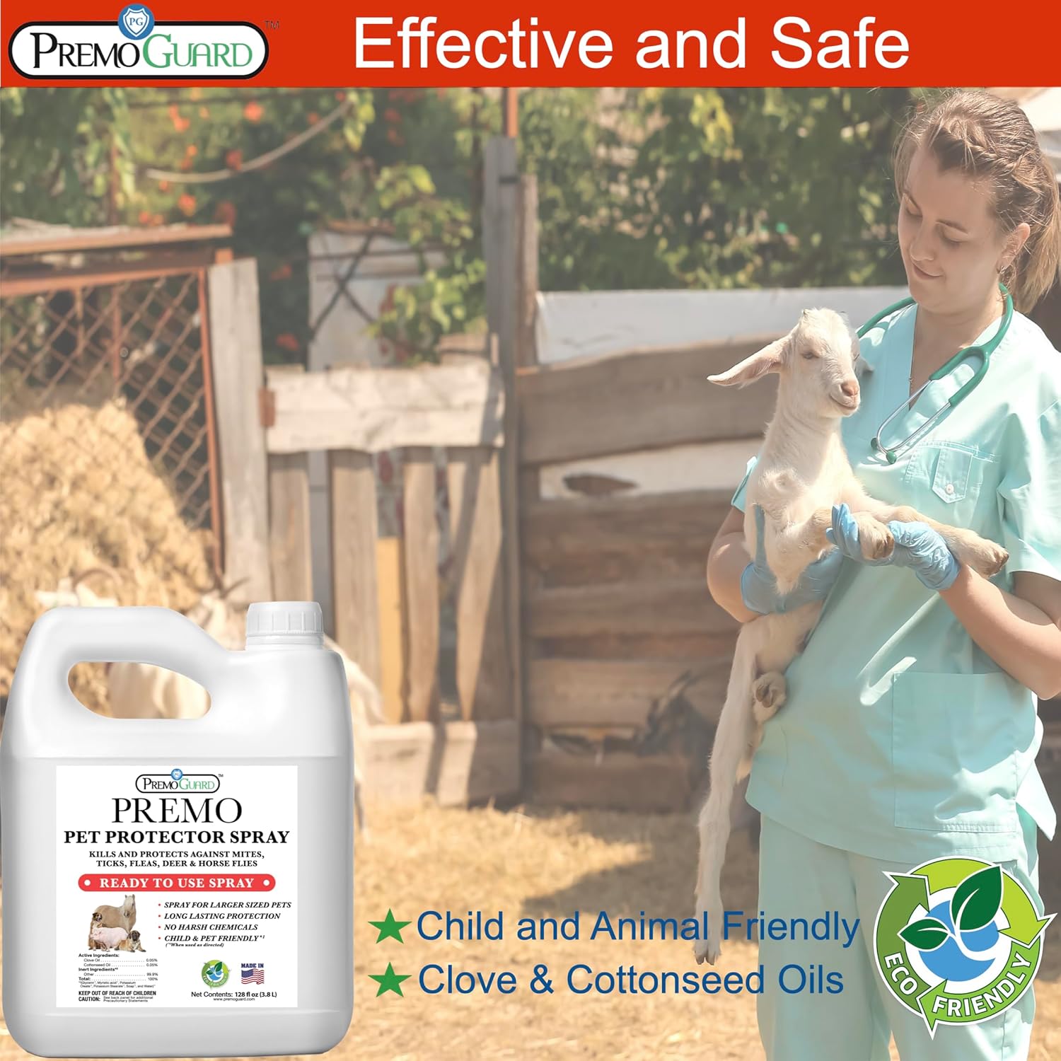 Premo Guard 128 oz Natural Plant Based Pet Protector Spray for Dogs, Cats, and Home - Image 3